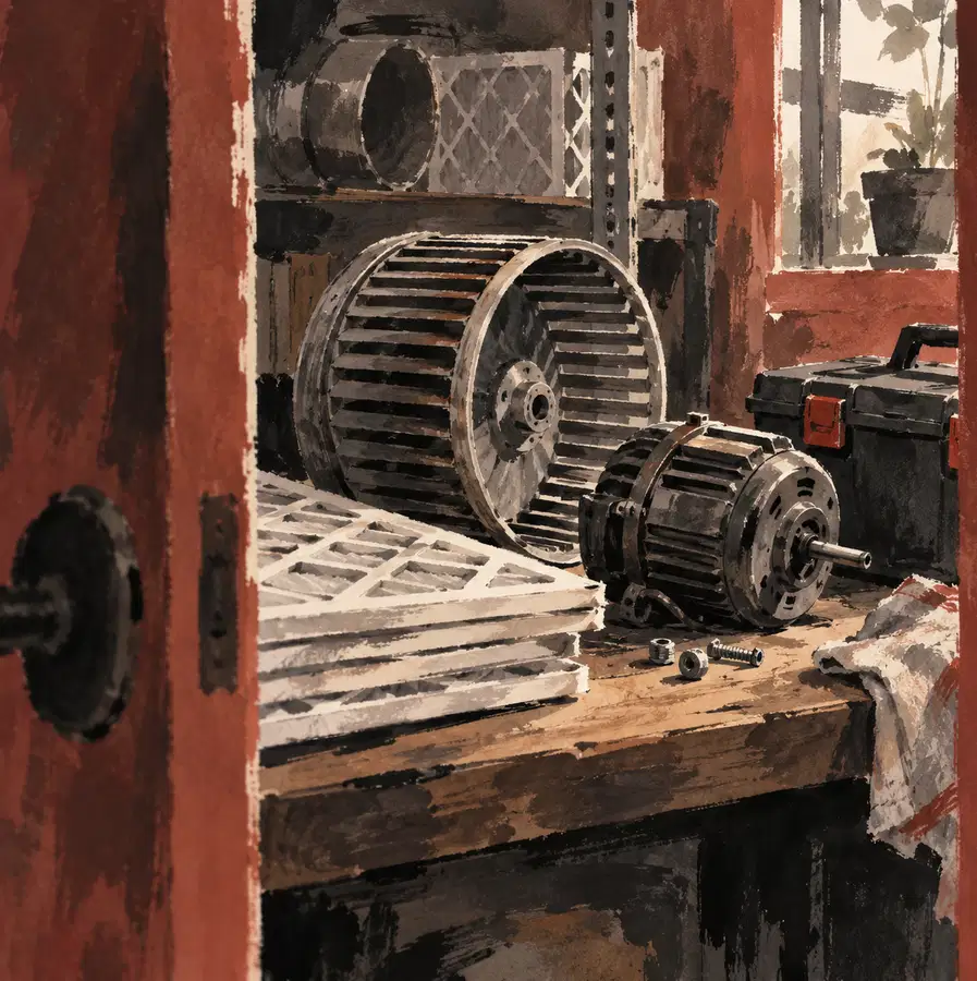 Illustration of hvac businesses equipment and workspace