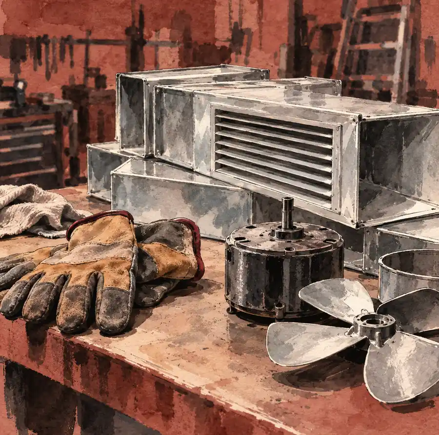 Illustration of hvac businesses equipment and workspace